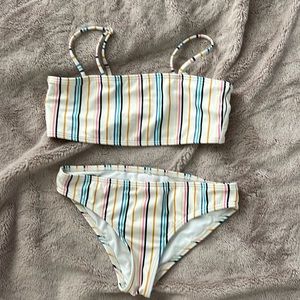 Billabong Girls striped 2 piece bikini set EUC